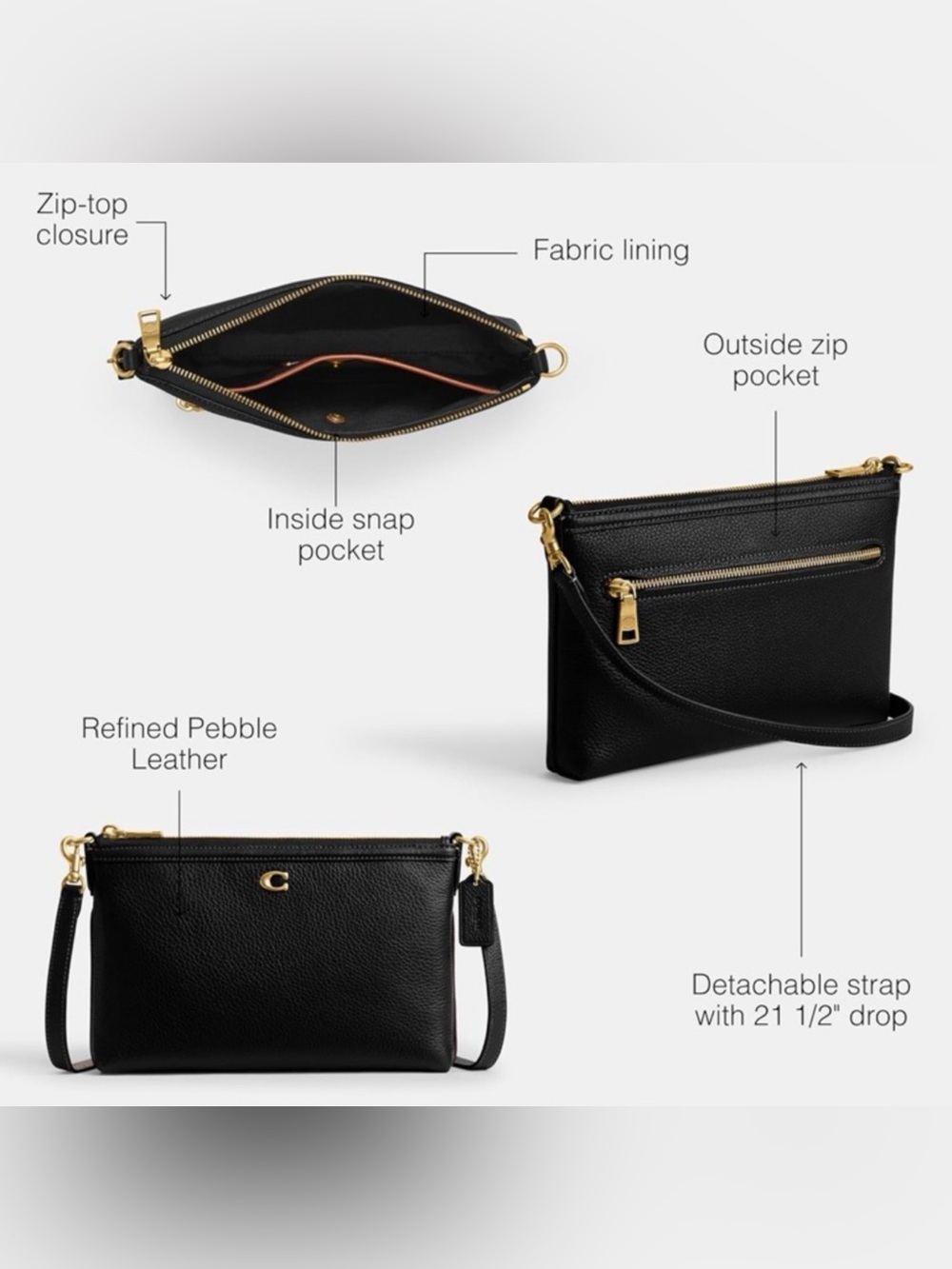 Coach Black Legacy Small Refined Pebble Leather Crossbody Bag - Picture 4 of 5